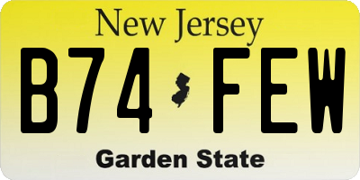 NJ license plate B74FEW