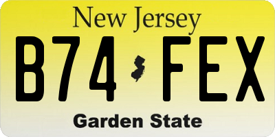 NJ license plate B74FEX