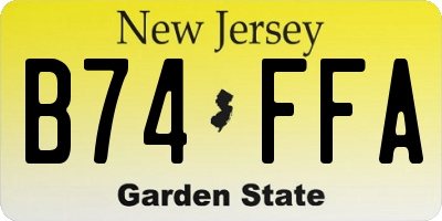 NJ license plate B74FFA