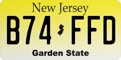NJ license plate B74FFD