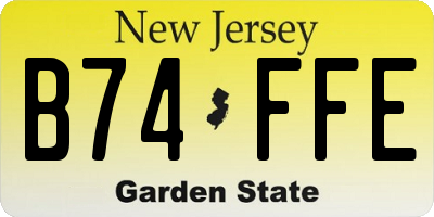 NJ license plate B74FFE