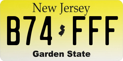 NJ license plate B74FFF