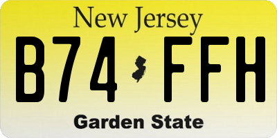 NJ license plate B74FFH