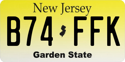 NJ license plate B74FFK