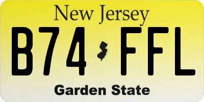 NJ license plate B74FFL