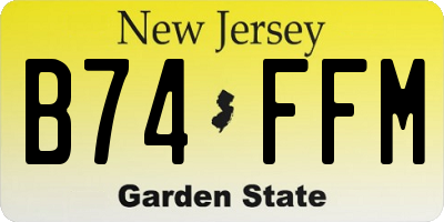 NJ license plate B74FFM