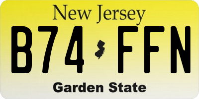 NJ license plate B74FFN