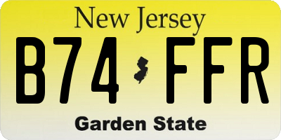 NJ license plate B74FFR