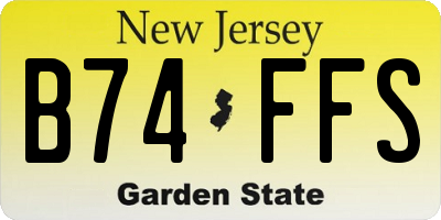 NJ license plate B74FFS