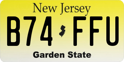 NJ license plate B74FFU
