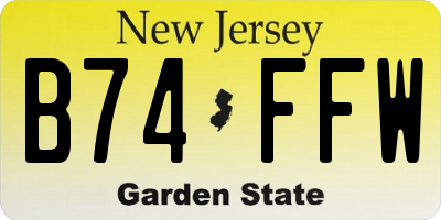NJ license plate B74FFW