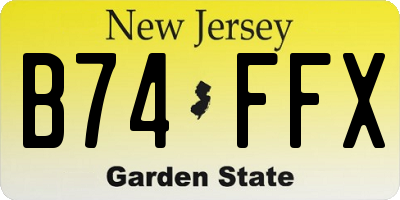 NJ license plate B74FFX