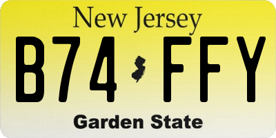 NJ license plate B74FFY