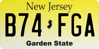 NJ license plate B74FGA