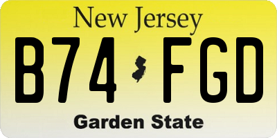 NJ license plate B74FGD