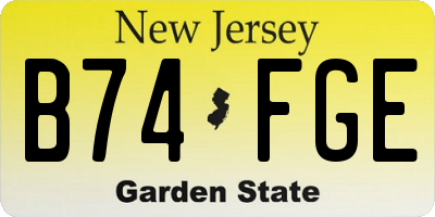 NJ license plate B74FGE