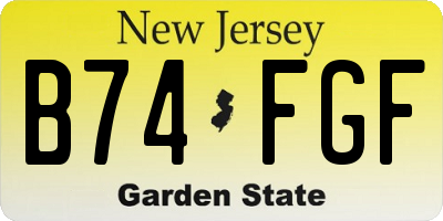 NJ license plate B74FGF