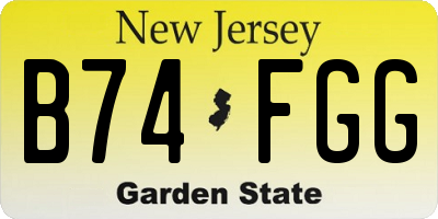 NJ license plate B74FGG