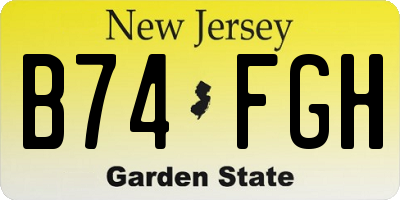 NJ license plate B74FGH