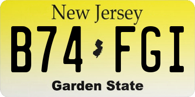 NJ license plate B74FGI