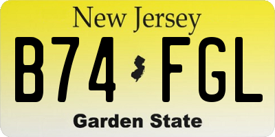 NJ license plate B74FGL