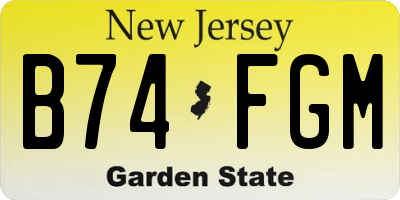 NJ license plate B74FGM