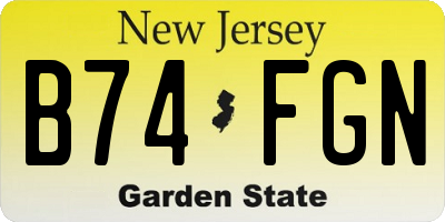 NJ license plate B74FGN