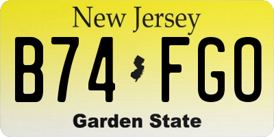 NJ license plate B74FGO