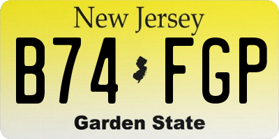 NJ license plate B74FGP