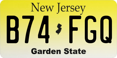 NJ license plate B74FGQ
