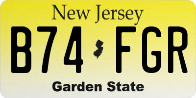 NJ license plate B74FGR