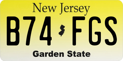 NJ license plate B74FGS