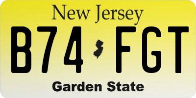 NJ license plate B74FGT