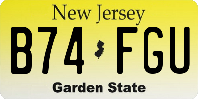 NJ license plate B74FGU