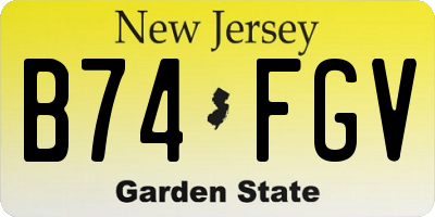 NJ license plate B74FGV