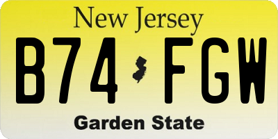 NJ license plate B74FGW