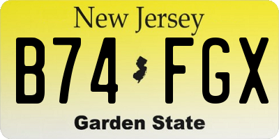 NJ license plate B74FGX