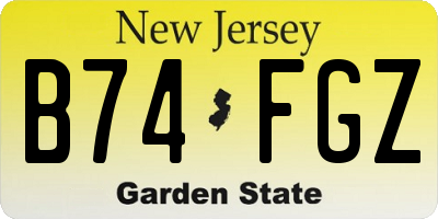 NJ license plate B74FGZ