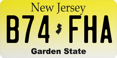 NJ license plate B74FHA