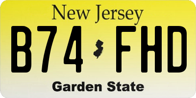 NJ license plate B74FHD