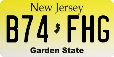 NJ license plate B74FHG