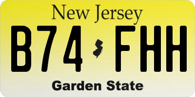 NJ license plate B74FHH