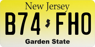 NJ license plate B74FHO