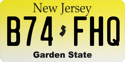 NJ license plate B74FHQ