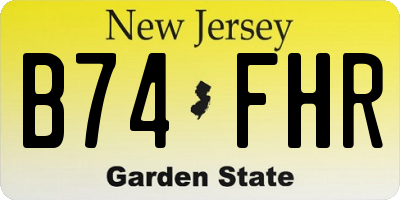 NJ license plate B74FHR