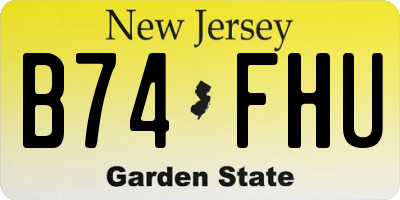 NJ license plate B74FHU