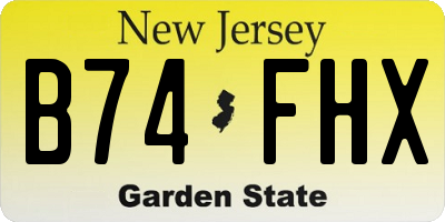 NJ license plate B74FHX