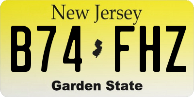 NJ license plate B74FHZ