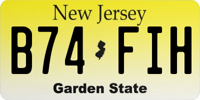 NJ license plate B74FIH
