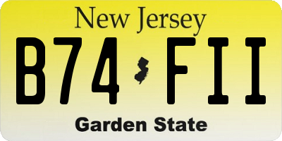 NJ license plate B74FII